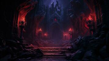dark monster lair, digital art illustration, Generative AI photo
