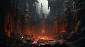 wrathful chasm unleashed, digital art illustration, Generative AI photo