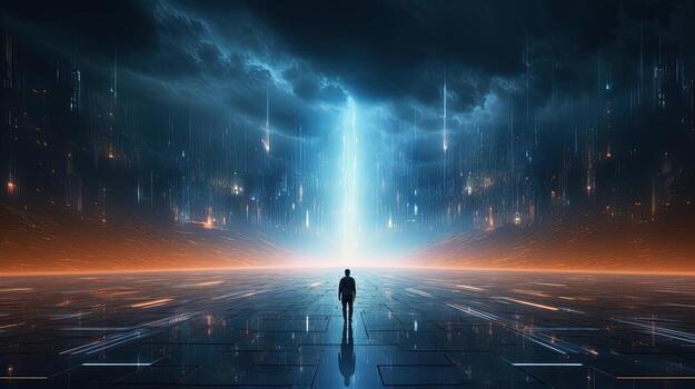 data driven horizons, digital art illustration, Generative AI photo