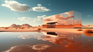 desert reflections, digital art illustration, Generative AI photo