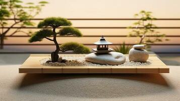 zen garden, digital art illustration, Generative AI photo