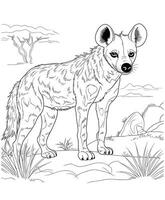 Hyena coloring pages for adults white background vector