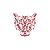 Tiger Head Logo Red Color Template Design vector