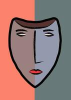abstract face painting. hand drawn cubism face for wall art, t-shirt and poster design vector