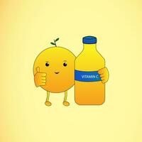 orange juice cartoon character. vector illustration of orange juice containing lots of vitamin c