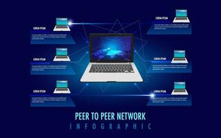 peer to peer infographic template and laptop icon and text vector