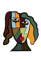 abstract face painting. hand drawn cubism face for wall art, t-shirt and poster design vector