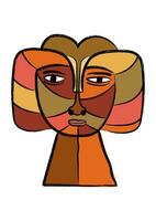 abstract face painting. hand drawn cubism face for wall art, t-shirt and poster design vector