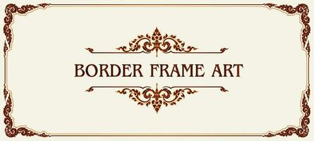 Gold frame with corner line floral for picture, Vector design decoration pattern style