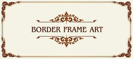 Gold frame with corner line floral for picture, Vector design decoration pattern style