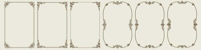 Set of Border frame floral line corner vector