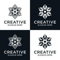 Set floral ornament beauty logo design abstract vector