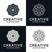 Set floral ornament beauty logo design abstract vector