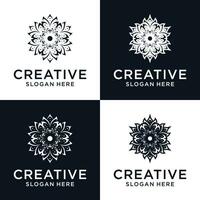 Set floral ornament beauty logo design abstract vector