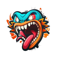 Angry character mascot gaming logo free png, Ai Generative png