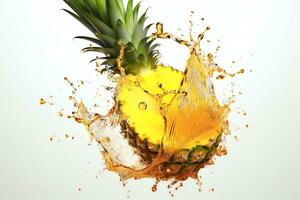 pinapple juice splash white background details photo