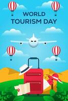 gradient world tourism day vertical banner illustration design vector