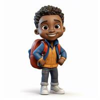 3d illustration of a smiling schoolboy with dark skin. theme back to school, multinationality. AI generated photo