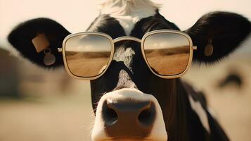 Funny cow wearing sunglasses photo