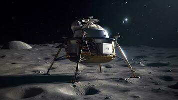 Illustration of the space craft on the moon surface photo