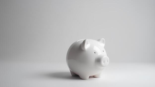 blanco cerdito banco ahorro en blanco antecedentes y Copiar espacio ,dinero ahorro para futuro inversión y Jubilación concepto foto