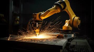 industrial robot at work, sparks photo