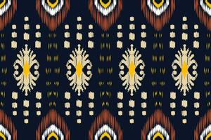 Seamless pattern, traditional ethnic pattern on dark blue background, aztec abstract vector pattern