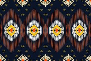 Seamless pattern, traditional ethnic pattern on dark blue background, aztec abstract vector pattern