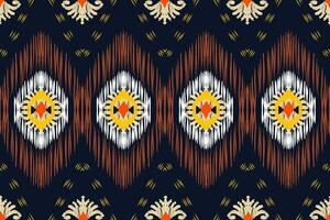 Seamless pattern, traditional ethnic pattern on dark blue background, aztec abstract vector pattern