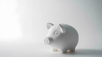 White piggy bank saving on white background and copy space ,Money saving for future investment and retirement concept photo