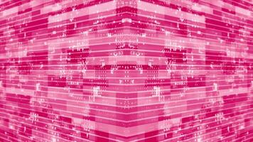 3D Magenta red striped box pattern moving technology cyberspace background video