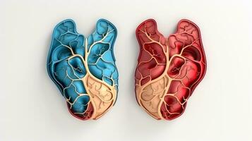 3D illustration mockup of the human organ system, Anatomy, Nervous, circulatory, digestive, excretory, urinary,and bone systems. Medical education concept, Generative AI illustration photo