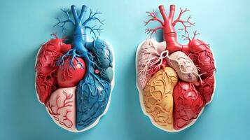 3D illustration mockup of the human organ system, Anatomy, Nervous, circulatory, digestive, excretory, urinary,and bone systems. Medical education concept, Generative AI illustration photo