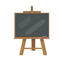 Chalkboard or blackboard with wooden easel stand vector illustration set.  Black board used in classroom or restaurant, cafe house. Back to school concept.