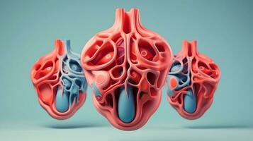 3D illustration mockup of the human organ system, Anatomy, Nervous, circulatory, digestive, excretory, urinary,and bone systems. Medical education concept, Generative AI illustration photo