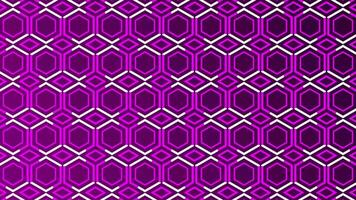 White lines moving over hexagonal pattern Pink color background video