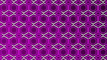 White lines moving over hexagonal pattern Pink color background video