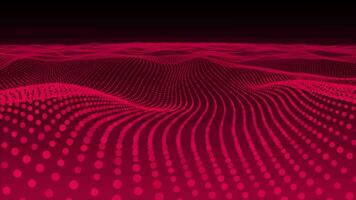Magenta red particle mesh wave Cyber technology background , Seamless animation of mesh wave particles background video