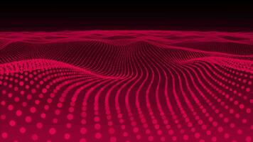 Magenta red particle mesh wave Cyber technology background , Seamless animation of mesh wave particles background video