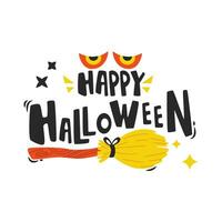 Halloween cartoon elements and lettering. Happy Halloween. vector