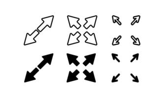 Fullscreen Icon set. Expand to full screen sign and symbol. Arrows symbolisolated on white background vector