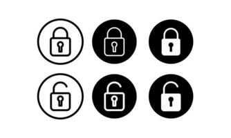 candado icono colocar, bloquear icono. cerca y abierto bloquear símbolo. bloquear icono bloqueado y desbloqueado en blanco antecedentes. editable seguridad símbolo. vector