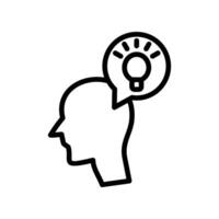 Head profile icon with thought idea thoughts. Face with light bulb. smart idea lamp symbol. Mind control, positive thinking and inspiration, psychology,vector illustration on a white background. vector