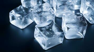 Ice Cubes on Black Background photo