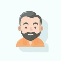 hermoso hombre con barba plano personaje diseño vector