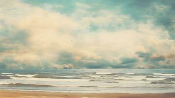 Vintage Aesthetic Clouds Above Ocean Shoreline Background photo