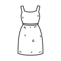 Women's dress isolated on white background. Vector hand-drawn illustration in doodle style. Perfect for cards, decorations, logo, various designs.