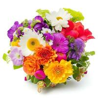 Natural Colorful bouquet of flowers is on a white backgroun.ai generatedd photo