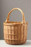 Wood basket isolated, Vintage basket on white free image.ai generated photo