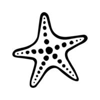 Starfish. Hand-drawn stylized image. Graphic black and white image isolated on white background. Vector illustration.